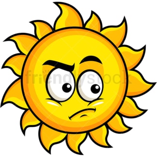 Irritated sun emoticon. PNG - JPG and vector EPS file formats (infinitely scalable). Image isolated on transparent background.