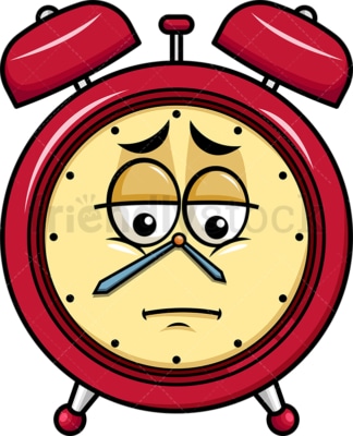 Depressed alarm clock emoticon. PNG - JPG and vector EPS file formats (infinitely scalable). Image isolated on transparent background.