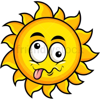 Goofy crazy eyes sun emoticon. PNG - JPG and vector EPS file formats (infinitely scalable). Image isolated on transparent background.