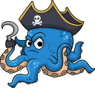 Octopus pirate. PNG - JPG and vector EPS (infinitely scalable). Image isolated on transparent background.