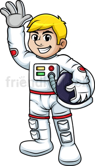 Waving male astronaut. PNG - JPG and vector EPS (infinitely scalable). Image isolated on transparent background.