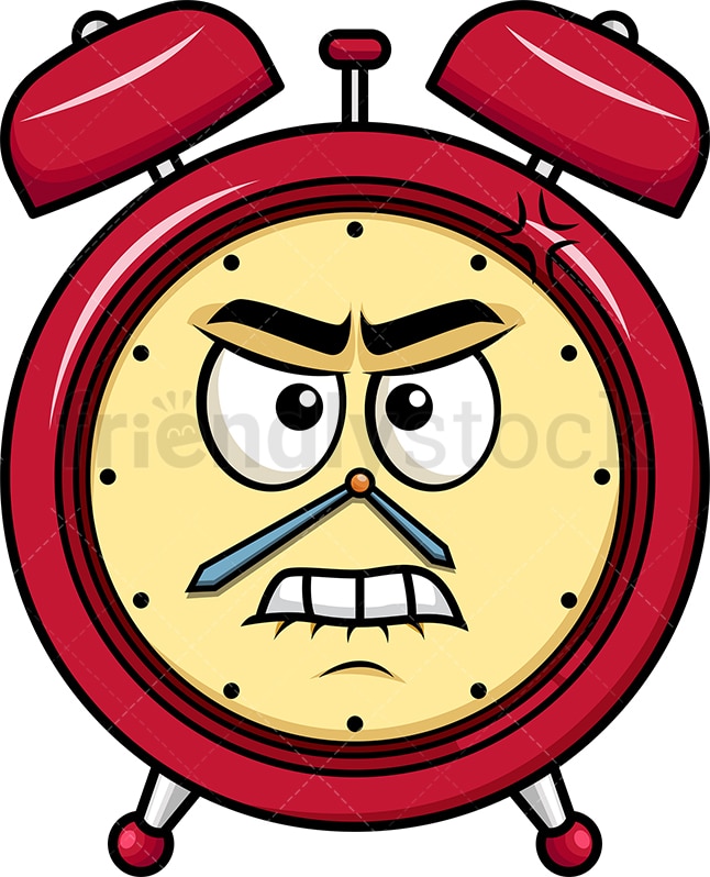 Angry Alarm Clock Emoji Cartoon Vector Clipart Friendlystock