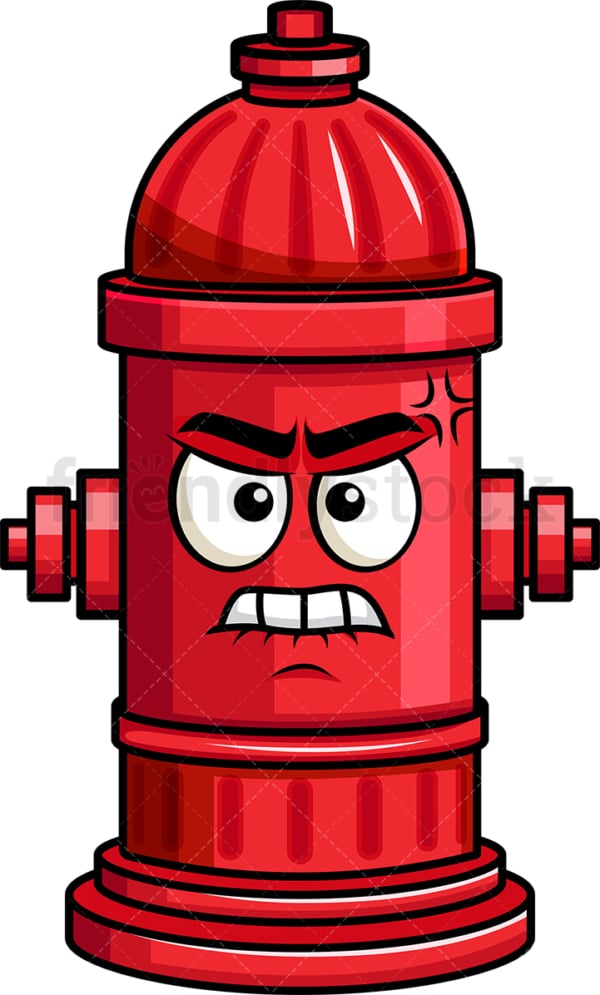Angry fire hydrant emoticon. PNG - JPG and vector EPS file formats (infinitely scalable). Image isolated on transparent background.