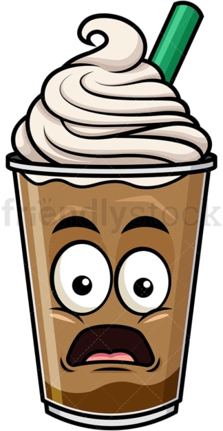 Shocked iced coffee emoticon. PNG - JPG and vector EPS file formats (infinitely scalable). Image isolated on transparent background.