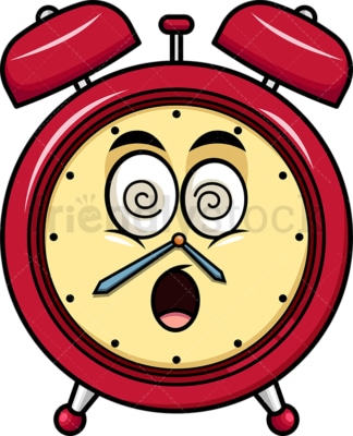 Stunned alarm clock emoticon. PNG - JPG and vector EPS file formats (infinitely scalable). Image isolated on transparent background.