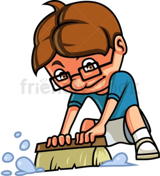 Kid cleaning the floor. PNG - JPG and vector EPS (infinitely scalable).