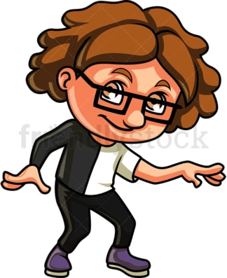 Nerdy little boy dancing. PNG - JPG and vector EPS (infinitely scalable).