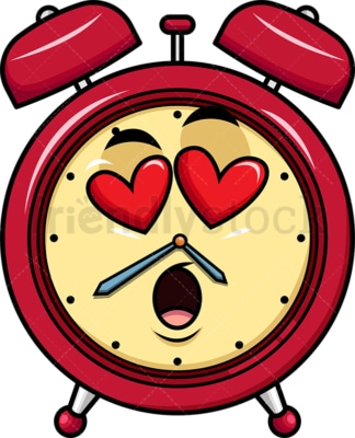 In love alarm clock emoticon. PNG - JPG and vector EPS file formats (infinitely scalable). Image isolated on transparent background.