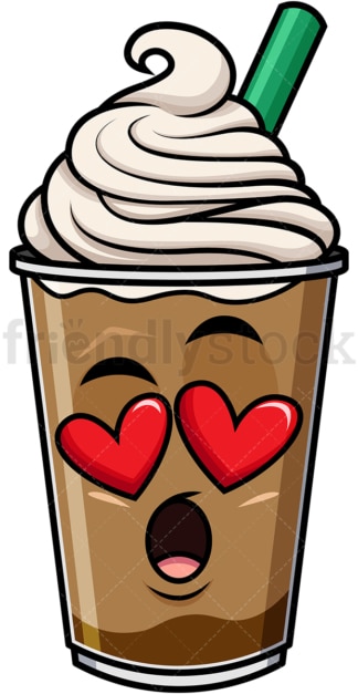 In love iced coffee emoticon. PNG - JPG and vector EPS file formats (infinitely scalable). Image isolated on transparent background.
