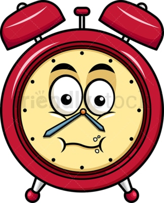 Chewing alarm clock emoticon. PNG - JPG and vector EPS file formats (infinitely scalable). Image isolated on transparent background.