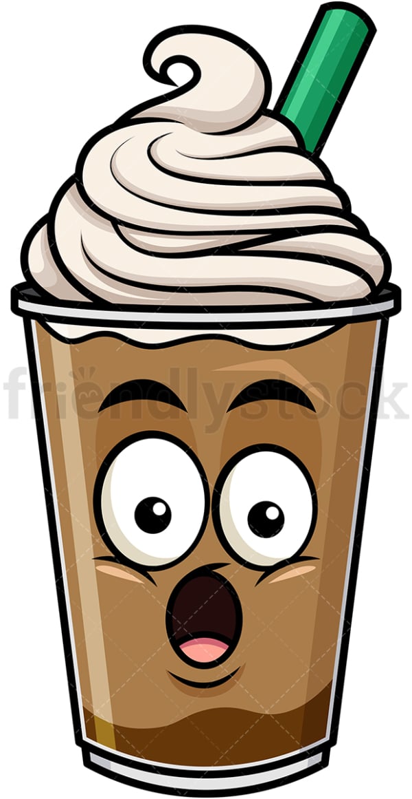 Surprised iced coffee emoticon. PNG - JPG and vector EPS file formats (infinitely scalable). Image isolated on transparent background.
