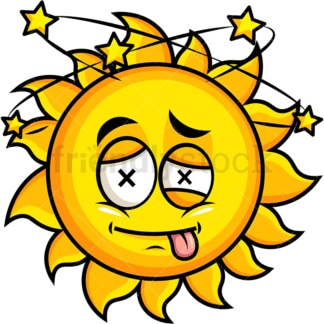 Beaten up sun emoticon. PNG - JPG and vector EPS file formats (infinitely scalable). Image isolated on transparent background.