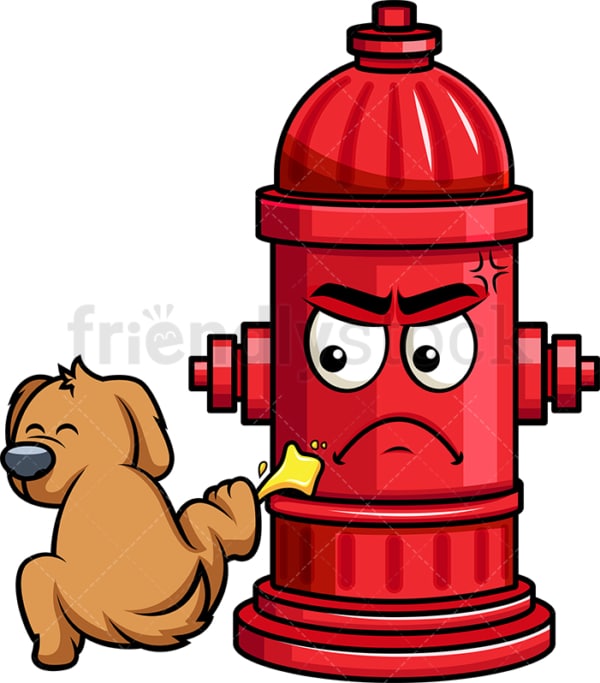Dog pissing on fire hydrant emoticon. PNG - JPG and vector EPS file formats (infinitely scalable). Image isolated on transparent background.
