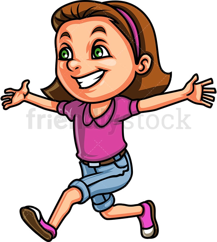 Little Girl Running For A Hug Cartoon Clipart Vector Friendlystock