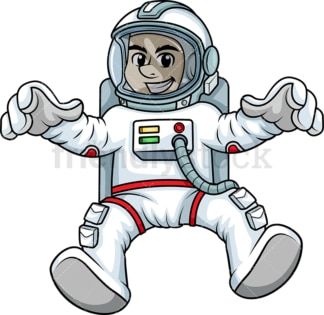 Male cosmonaut floating in space backwards. PNG - JPG and vector EPS (infinitely scalable). Image isolated on transparent background.