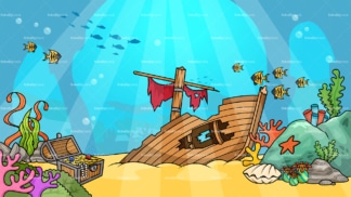 Underwater shipwreck background in 16:9 aspect ratio. PNG - JPG and vector EPS file formats (infinitely scalable).