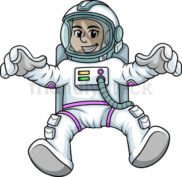 Woman astronaut floating in space. PNG - JPG and vector EPS (infinitely scalable). Image isolated on transparent background.