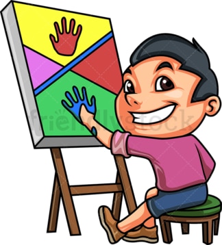 Kid doing hand painting. PNG - JPG and vector EPS (infinitely scalable).