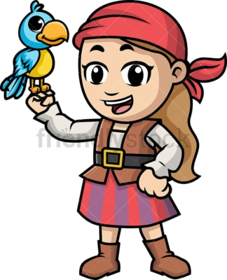 Pirate kid holding a bird. PNG - JPG and vector EPS (infinitely scalable).