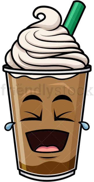 Laughing lol iced coffee emoticon. PNG - JPG and vector EPS file formats (infinitely scalable). Image isolated on transparent background.