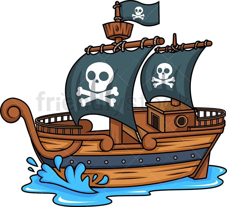 Side View Of A Pirate Ship Cartoon Clipart Vector ...