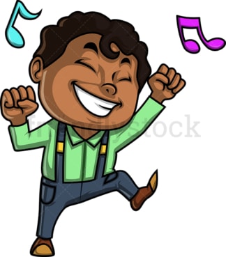 Black little boy dancing. PNG - JPG and vector EPS (infinitely scalable).