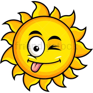 Winking tongue out sun emoticon. PNG - JPG and vector EPS file formats (infinitely scalable). Image isolated on transparent background.