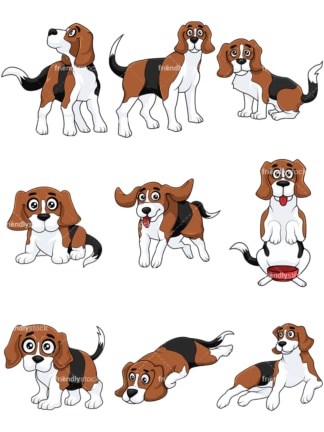 Beagle dog collection. PNG - JPG and vector EPS file formats (infinitely scalable).