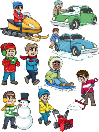 Men in the snow. PNG - JPG and vector EPS file formats (infinitely scalable).