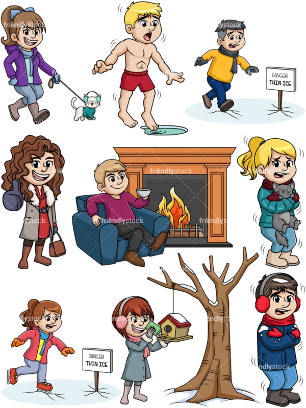 People in winter. PNG - JPG and vector EPS file formats (infinitely scalable).