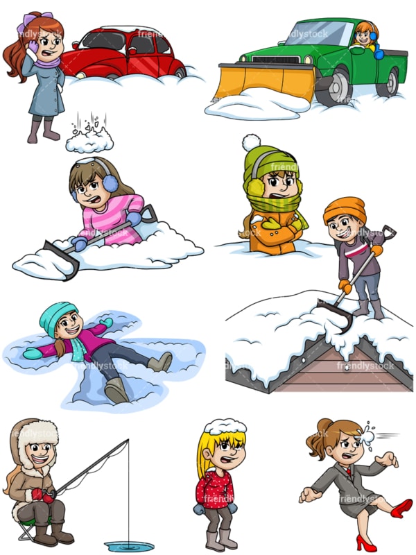 Women in the winter. PNG - JPG and vector EPS file formats (infinitely scalable).