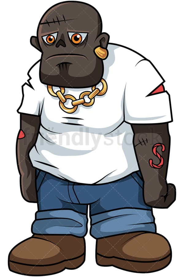 Black male zombie cartoon. PNG - JPG and vector EPS (infinitely scalable).