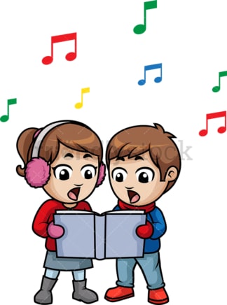 Kids singing christmas carols. PNG - JPG and vector EPS file formats (infinitely scalable). Image isolated on transparent background.