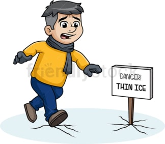 Man walking on thin ice. PNG - JPG and vector EPS (infinitely scalable).