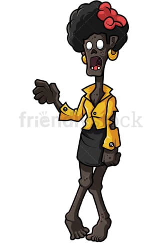Black female zombie cartoon. PNG - JPG and vector EPS (infinitely scalable).