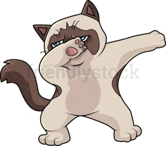 Dabbing siamese cat cartoon. PNG - JPG and vector EPS (infinitely scalable).