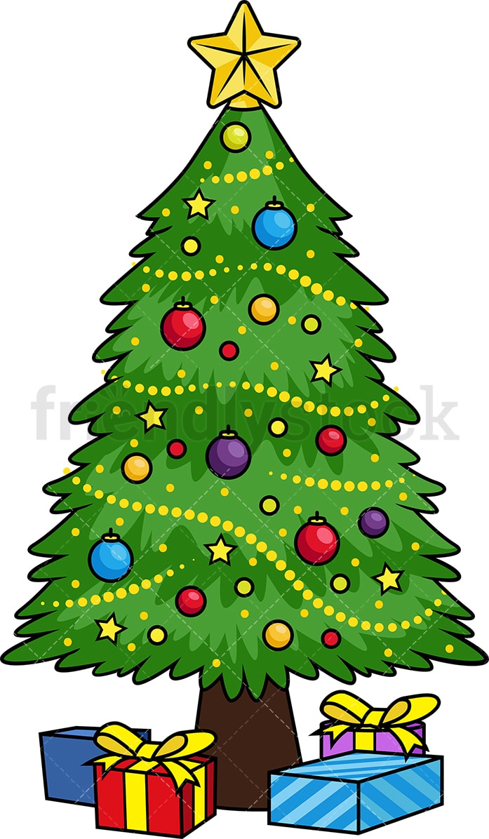 happy cute cartoon christmas tree