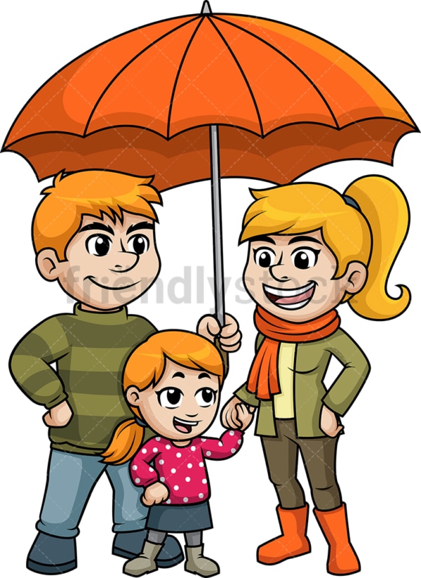 Family under umbrella. PNG - JPG and vector EPS (infinitely scalable).