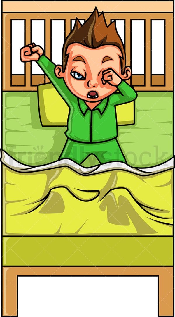 Kid yawning as he wakes up. PNG - JPG and vector EPS (infinitely scalable).