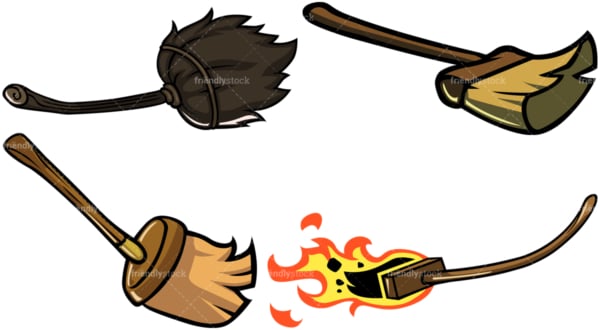 Witch brooms. PNG - JPG and vector EPS file formats (infinitely scalable). Image isolated on transparent background.