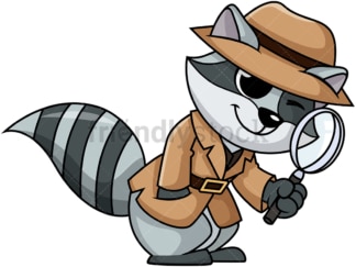 Detective raccoon cartoon. PNG - JPG and vector EPS (infinitely scalable).
