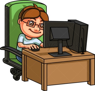 Little boy PC gamer. PNG - JPG and vector EPS (infinitely scalable).
