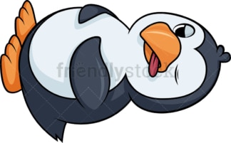 Penguin playing dead cartoon. PNG - JPG and vector EPS (infinitely scalable).
