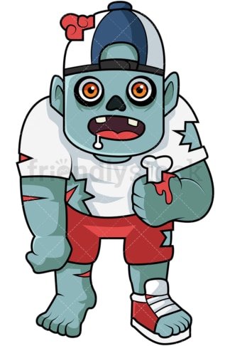 Child zombie holding bone cartoon. PNG - JPG and vector EPS (infinitely scalable).