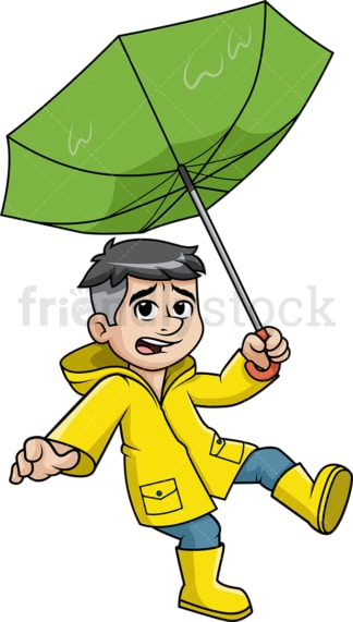 Man caught in storm getting blown away by the wind. PNG - JPG and vector EPS (infinitely scalable).