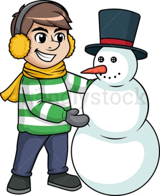 Man making a snowman. PNG - JPG and vector EPS (infinitely scalable).