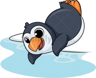 Penguin diving into water cartoon. PNG - JPG and vector EPS (infinitely scalable).