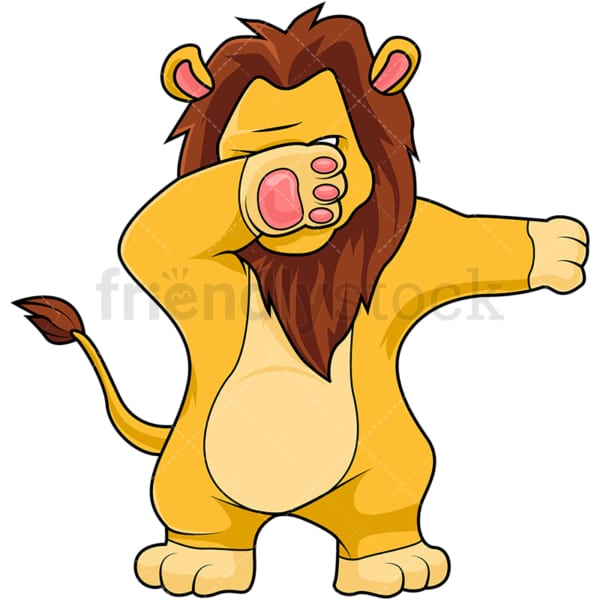 Dabbing lion cartoon. PNG - JPG and vector EPS (infinitely scalable).