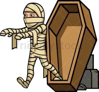 Mummy stepping out of coffin. PNG - JPG and vector EPS file formats (infinitely scalable).