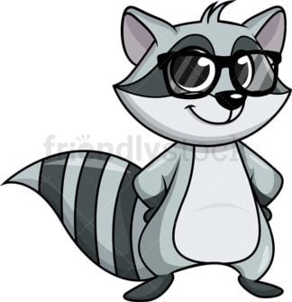 Raccoon with glasses cartoon. PNG - JPG and vector EPS (infinitely scalable).